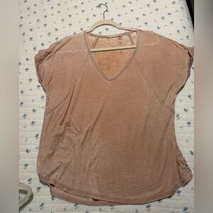 Casual V-Neck Tan Women's Top Maronie Brand Size Small